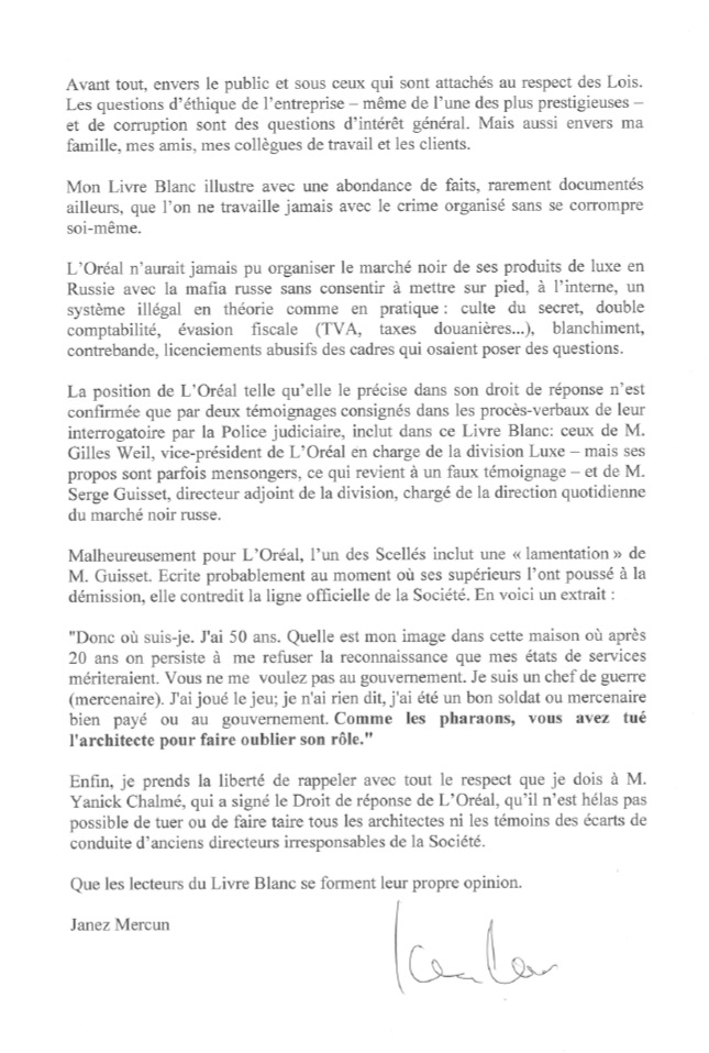 Réponse de Janez Mercun